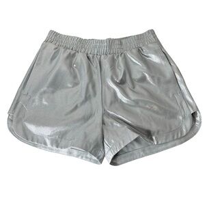 NOISY MAY New Metallic Silver Effi Dolphin Hem Disco Shorts Pockets Size Medium